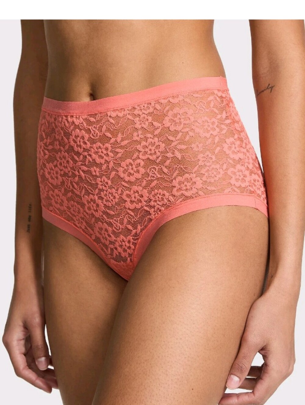 Victoria's Secret Coral Lace High-Waist Briefs